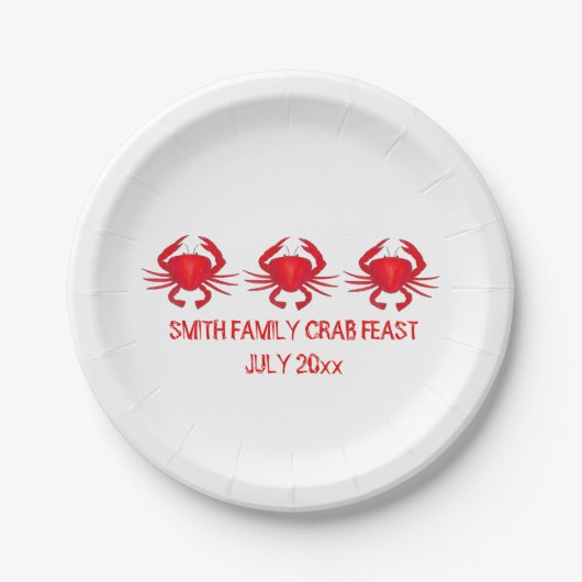 Crab Feast Red Crabs Personalisiert Plate Pappteller (Vorderseite)