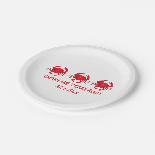 Crab Feast Red Crabs Personalisiert Plate Pappteller (Schrägansicht)