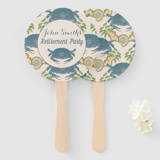 Crab Feast Watercolor Blue Crabs, Pensionierung Fächer (Vorne und Hinten)