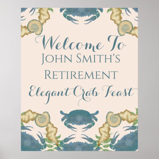 Crab Feast Watercolor Blue Crabs, Pensionierung Poster (Vorne)