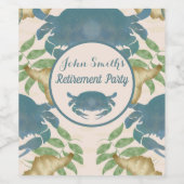 Crab Feast Watercolor Blue Crabs, Pensionierung Weinetikett (Einzelnes Label)