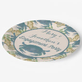 Crab Feast Watercolor Blue Crabs, Verlobung Pappteller (Schrägansicht)