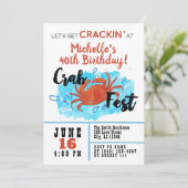 Crab Fest Boil Nautic Birthday Einladung (Stehend Vorderseite)