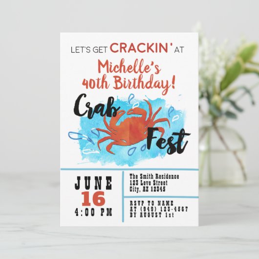 Crab Fest Boil Nautic Birthday Einladung (Stehend Vorderseite)