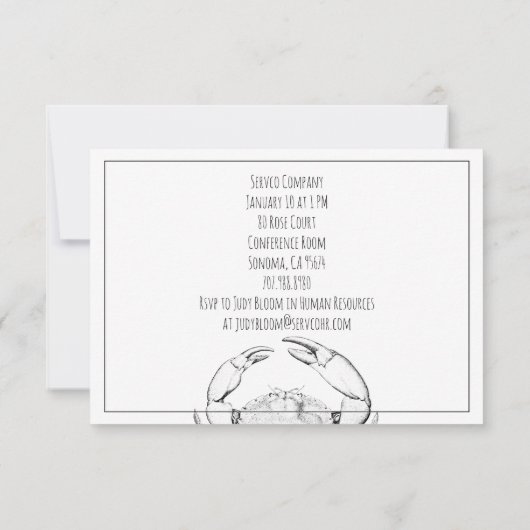 Crab Füttre Party Beach Party Einladung (Rückseite)