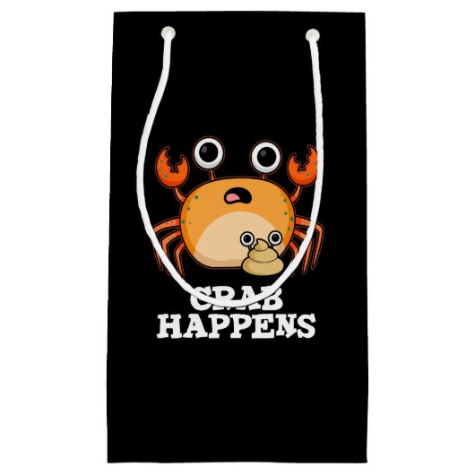 Crab Happens Funny Animal Pub Dark BG Kleine Geschenktüte (Vorderseite)