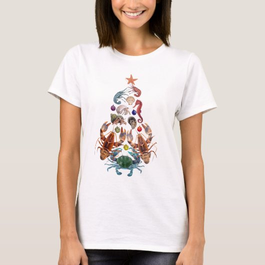 Crab Humster Weihnachtsbaum Crustacean T-Shirt (Vorderseite)