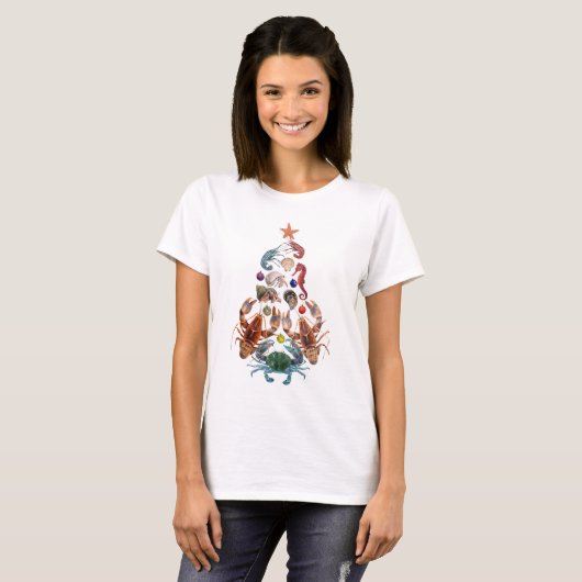 Crab Humster Weihnachtsbaum Crustacean T-Shirt (Vorne ganz)