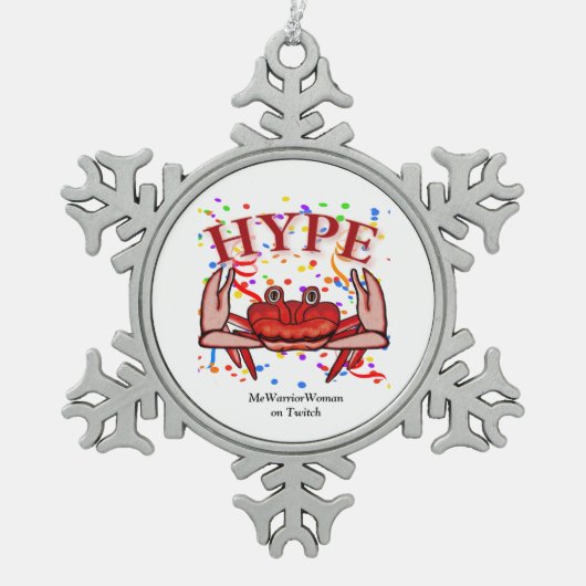Crab Hype, MeWarriorFrau auf Twitch Schneeflocken Zinn-Ornament (Vorderseite)