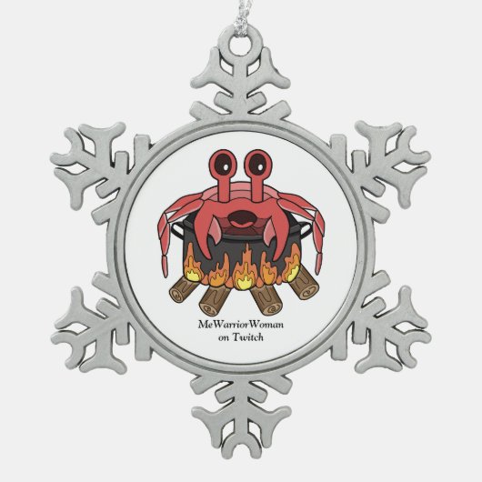 Crab in Pot, MeWarriorFrau auf Twitch Schneeflocken Zinn-Ornament (Vorderseite)