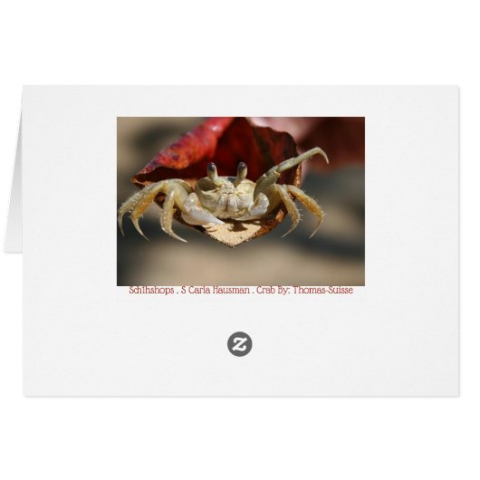Crab in Red Leaf Grußkarte (Rückseite Horizontal)