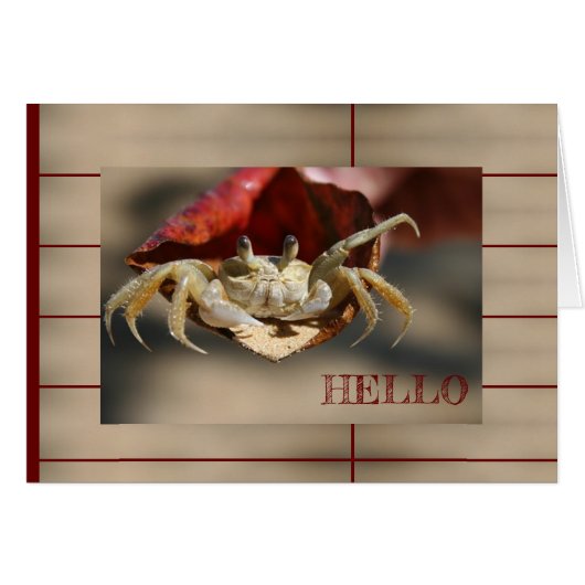 Crab in Red Leaf Grußkarte (Vorderseite (Horizontal))