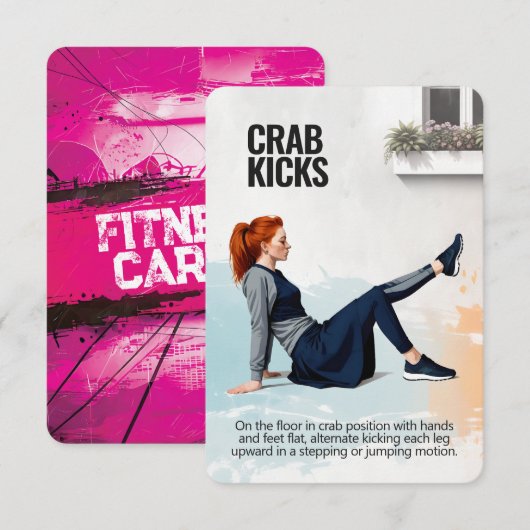 Crab Kicks Fitness Card with Pink Backing Save The Date (Vorne/Hinten)