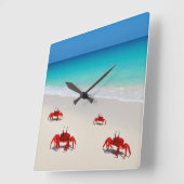 Crab Life Wall Clock - Square Beach Design 4 Crabs Quadratische Wanduhr (Winkel)