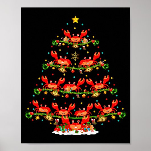 Crab Lover Xmas Lighting Santa Crab Christmas Tree Poster (Vorne)