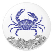 Crab Mandala Blue Keramikknauf (Vorderseite)