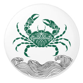 Crab Mandala Green Keramikknauf