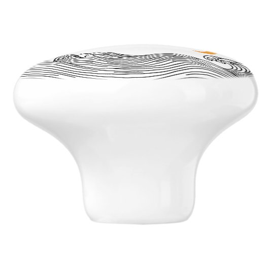 Crab Mandala Orange Keramikknauf (Seitenansicht)