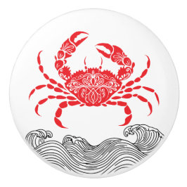 Crab Mandala Red Keramikknauf