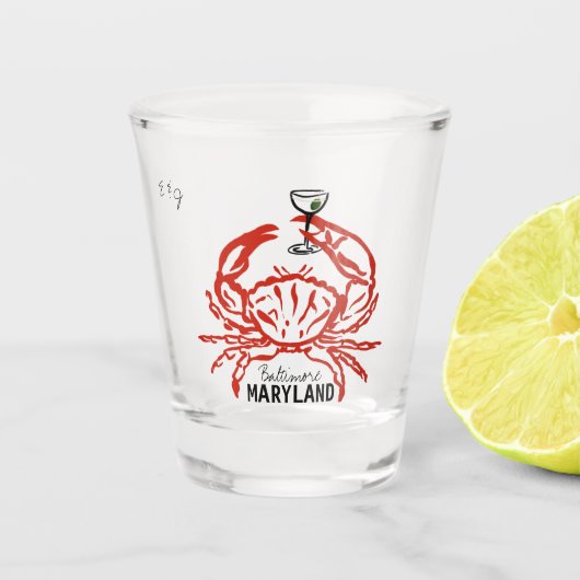 Crab Maryland Wedding Schnapsglas (Vorderseite)