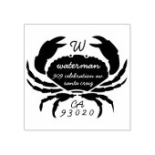 Crab Monogram Family Name Script-Rücksendeadresse Gummistempel (Prägung)
