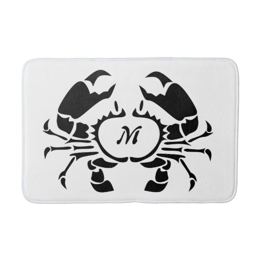 Crab Monogram im Schwarzen Stift Badematte (Vorderseite)