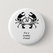 Crab Monogram im Schwarzen Stift Button (Vorderseite)