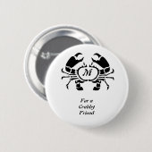 Crab Monogram im Schwarzen Stift Button (Vorne & Hinten)