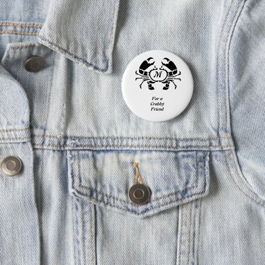Crab Monogram im Schwarzen Stift Button (Beispiel)