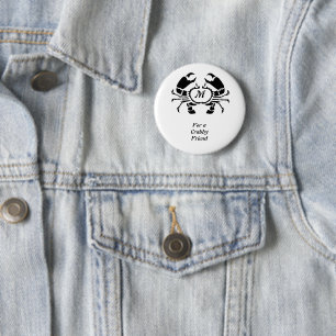 Crab Monogram im Schwarzen Stift Button