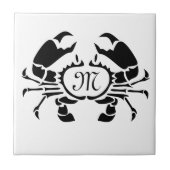 Crab Monogram im Schwarzen Stift Fliese (Vorderseite)