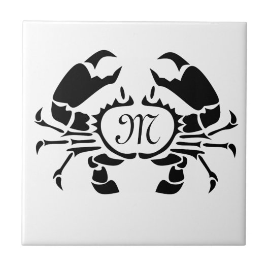 Crab Monogram im Schwarzen Stift Fliese (Vorderseite)
