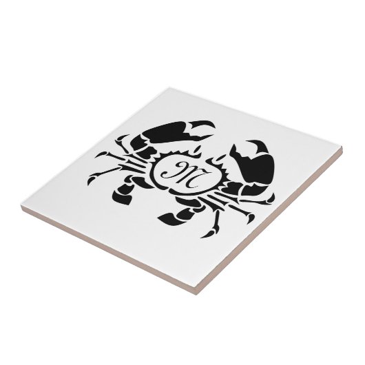 Crab Monogram im Schwarzen Stift Fliese (Seite)