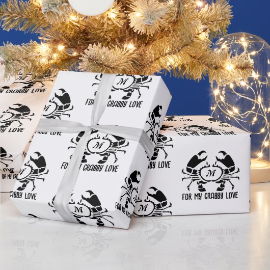 Crab Monogram im Schwarzen Stift Geschenkpapier (Feiertage)