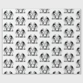 Crab Monogram im Schwarzen Stift Geschenkpapier (Flach)