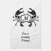 Crab Monogram im Schwarzen Stift Geschirrtuch (Vertikal)