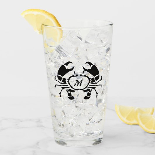 Crab Monogram im Schwarzen Stift Glas (Vorderseite Ice)