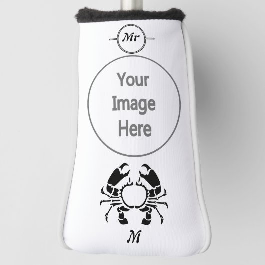 Crab Monogram im Schwarzen Stift Golf Headcover (Rotieren 90)
