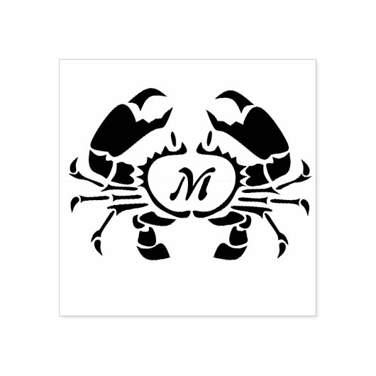 Crab Monogram im Schwarzen Stift Gummistempel (Prägung)