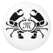 Crab Monogram im Schwarzen Stift Keramikknauf (Vorderseite)
