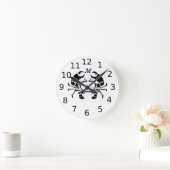 Crab Monogram im Schwarzen Stift Runde Wanduhr (Zuhause)