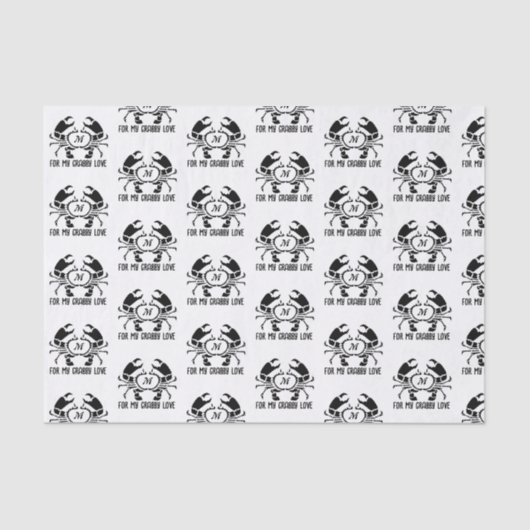 Crab Monogram im Schwarzen Stift Seidenpapier (Vorderseite)