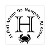 Crab Monogram Rücksendeadresse Gummistempel (Prägung)