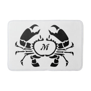 Crab Monogramm im schwarzen Stift Badematte