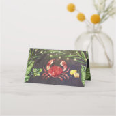 Crab Nautical Beach Palm Lights Wedding Platzkarte (Rückseite)