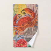 Crab Nautical Beach Seafood Art Badhandtuch Set (Handtuch)