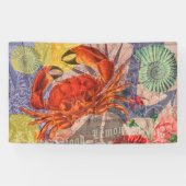 Crab Nautical Beach Seafood Art Banner (Horizontal)