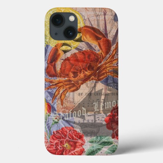 Crab Nautical Beach Seafood Art Case-Mate iPhone Hülle (Rückseite)