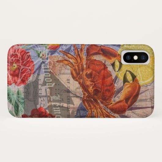 Crab Nautical Beach Seafood Art Case-Mate iPhone Hülle (Rückseite (Horizontal))