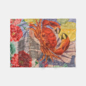 Crab Nautical Beach Seafood Art Fleecedecke (Vorderseite (Horizontal))